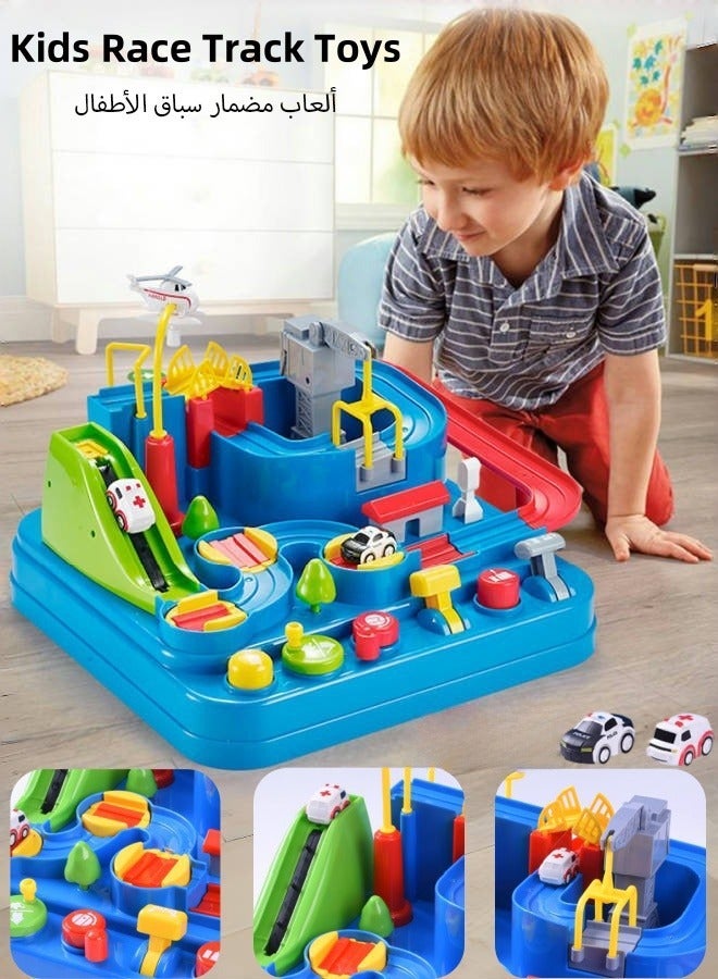 Kids Race Track Toys for Boys Car Adventure Toys, Puzzle Rail City Rescue Game Playset，City Rescue Toy with 2 Mini Cars,Preschool Educational Birthday Gifts for Kid 3 4 5 6 7 Years Old Boys Girls  - Image 1