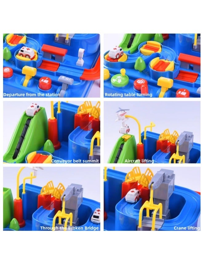 Kids Race Track Toys for Boys Car Adventure Toys, Puzzle Rail City Rescue Game Playset，City Rescue Toy with 2 Mini Cars,Preschool Educational Birthday Gifts for Kid 3 4 5 6 7 Years Old Boys Girls  - Image 4