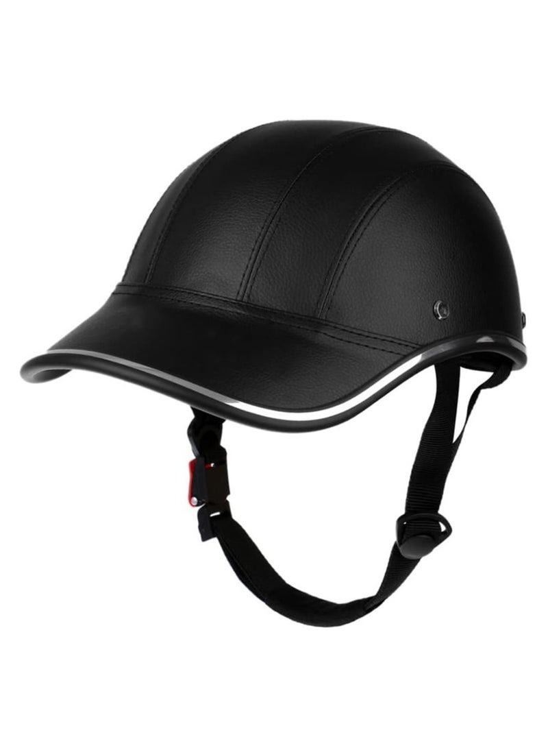 Halamine Cap Style Half Face Motorcycle Helmet, Bicycle Baseball Helmets,Black  - Image 2