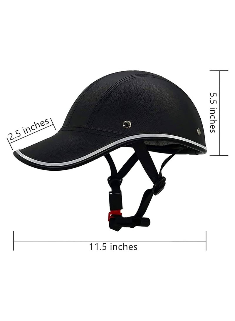 Halamine Cap Style Half Face Motorcycle Helmet, Bicycle Baseball Helmets,Black  - Image 4