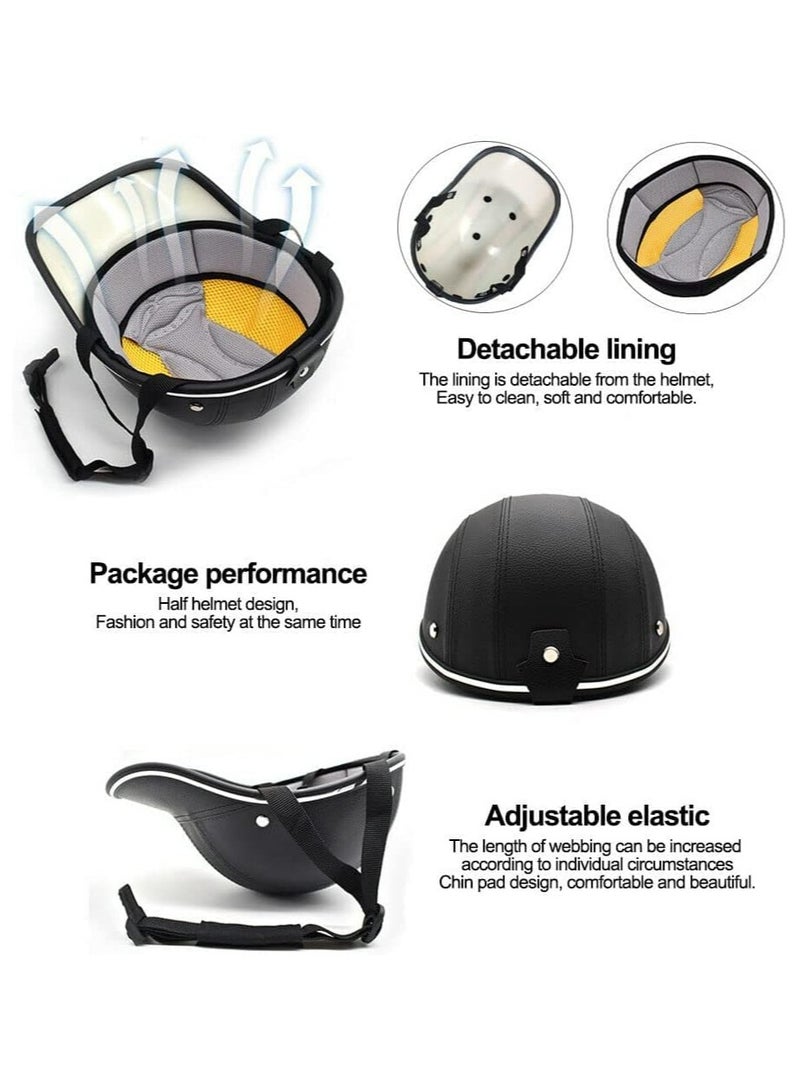 Halamine Cap Style Half Face Motorcycle Helmet, Bicycle Baseball Helmets,Black  - Image 5