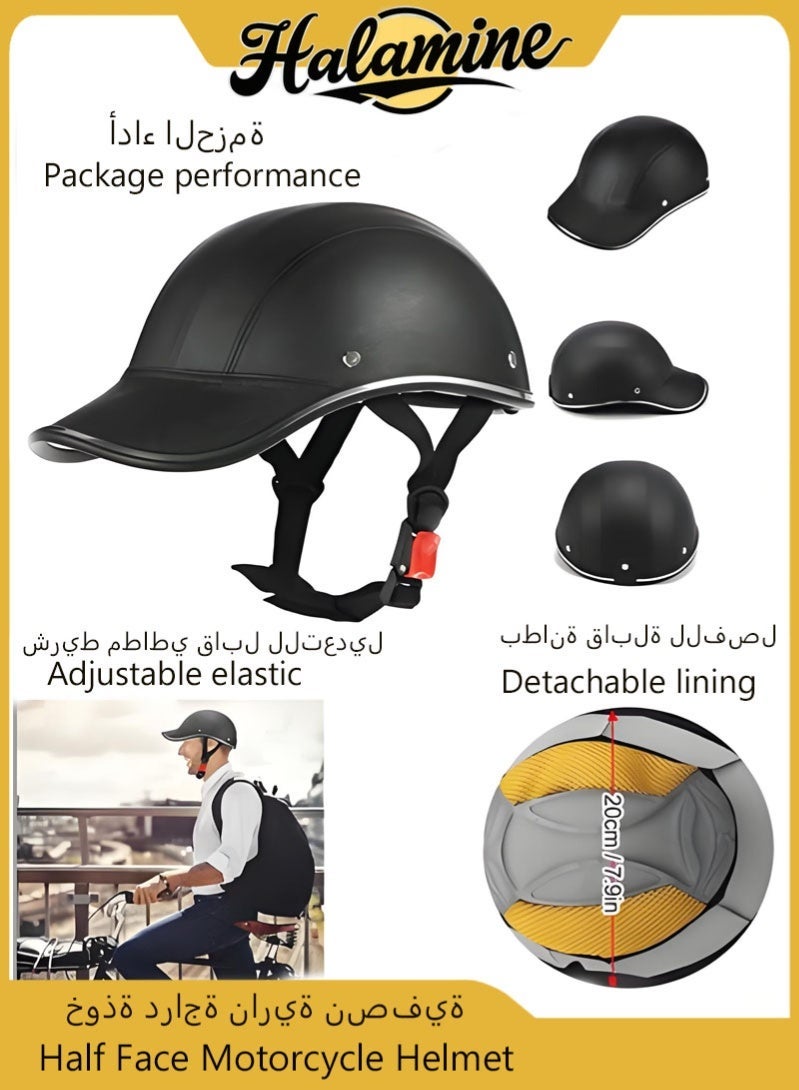 هالامين خوذة دراجة نصف وجه بنمط الكاب، باللون الأسود,الحجم مناسب لمقاس 56-63 سم - Image 1