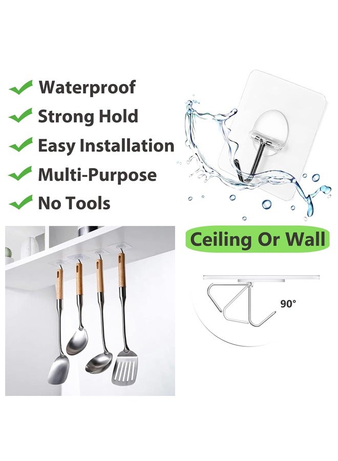 Adhesive Hook For Hanging Transparent Seamless Hook, Waterproof Bathroom, Outdoor, Home Improvement Utility, Kitchen Heavy Duty Self-Adhesive Hook,12 Pack  - Image 2