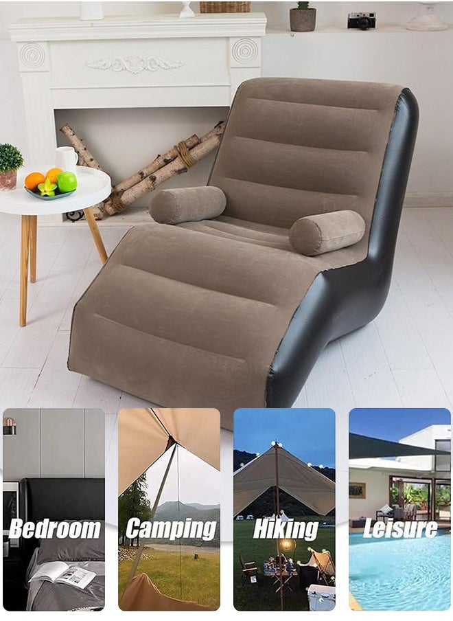 Generic - Inflatable Sofa Couch, Foldable Indoor Sofa Lounge Chair Sleeper Inflatable Lounger Air Sofa Chair Deck Chair for Bedroom Living Room Camping - Image 1