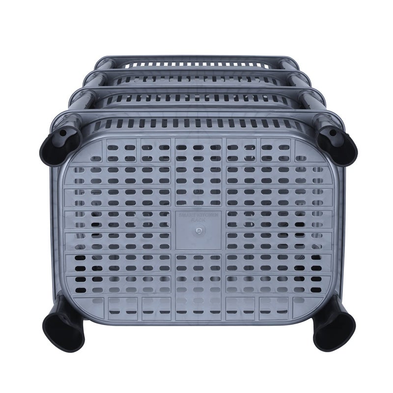 Leaffybezz Multipurpose Plastic Kitchen Vegetable Storage RackAloo Pyaaz Rack for Kitchen StorageFruits OnionPotatoVegetables and Sabaji Storage Basket 4 Layer Silver - Image 4