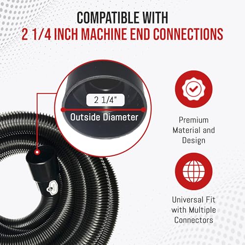 MP Maresh Products Vacuum Cleaner Replacement Hose - Vacuum Hose Extension for Wet Dry Vacuums, Heavy Duty Crushproof Industrial Grade 15 Foot Hose by 1-1/4 Inch Air Suction Control Connector - Black - Image 2