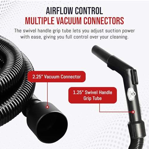 MP Maresh Products Vacuum Cleaner Replacement Hose - Vacuum Hose Extension for Wet Dry Vacuums, Heavy Duty Crushproof Industrial Grade 15 Foot Hose by 1-1/4 Inch Air Suction Control Connector - Black - Image 4