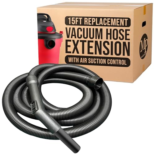 MP Maresh Products Vacuum Cleaner Replacement Hose - Vacuum Hose Extension for Wet Dry Vacuums, Heavy Duty Crushproof Industrial Grade 15 Foot Hose by 1-1/4 Inch Air Suction Control Connector - Black - Image 1