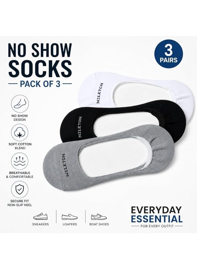 Nileton Men’s Cotton Invisible Socks – Pack of 3 – No Show Low Cut Footie Liner Socks for Loafers, Sneakers & Casual Shoes – Soft Comfortable Everyday Socks - Image 4