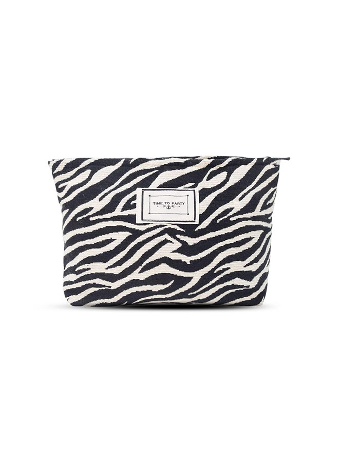 O Ozone Cosmetic Bags for Women Makeup Bag Large Capacity Purse Travel Toiletry Zipper Storage Pouch Organizer for Women & Girls Black, Zebra stripes - Image 1