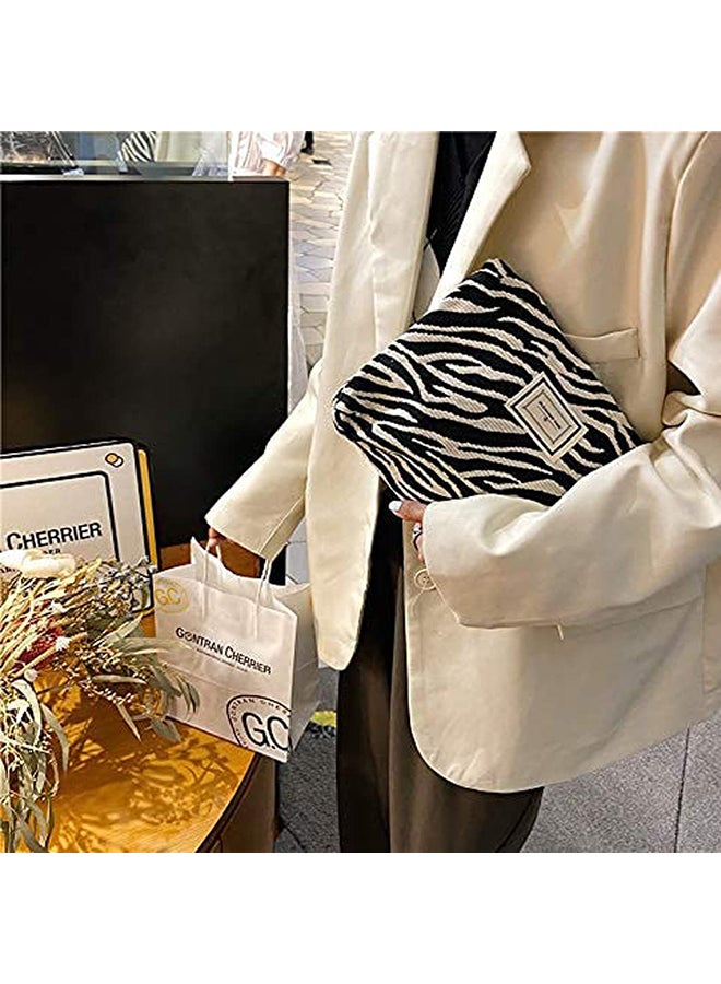 O Ozone Cosmetic Bags for Women Makeup Bag Large Capacity Purse Travel Toiletry Zipper Storage Pouch Organizer for Women & Girls Black, Zebra stripes - Image 2
