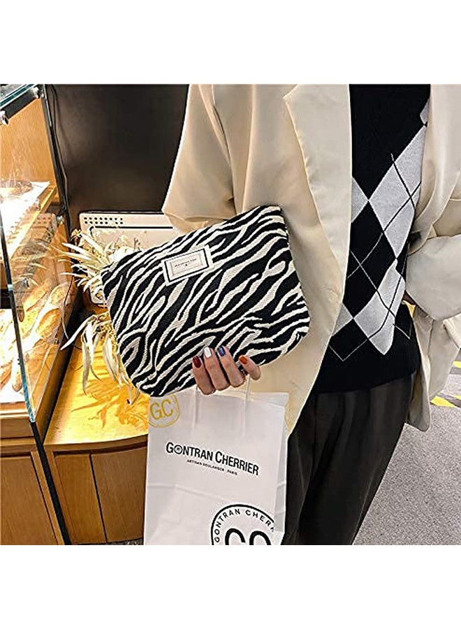 O Ozone Cosmetic Bags for Women Makeup Bag Large Capacity Purse Travel Toiletry Zipper Storage Pouch Organizer for Women & Girls Black, Zebra stripes - Image 5
