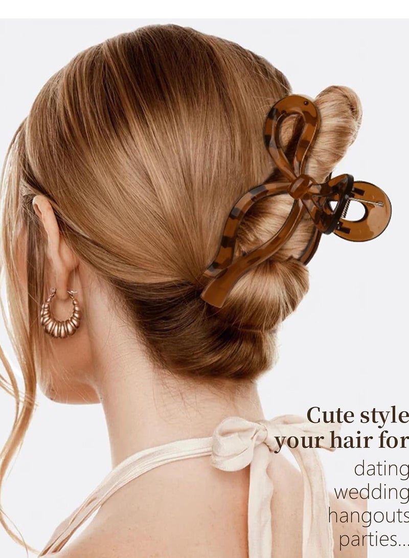 YANIBEST YANIBEST Elegant Bow Hair Claw Clips Stylish Large Hair Clips for Thin and Thick Hair | Holiday Gift for Teen Girls | Chic Hair Styling Accessories for Women (Beige/Pink) - Image 3