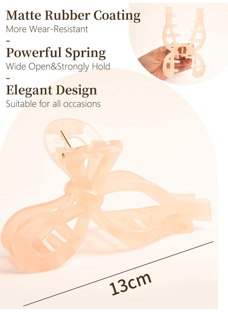 YANIBEST YANIBEST Elegant Bow Hair Claw Clips Stylish Large Hair Clips for Thin and Thick Hair | Holiday Gift for Teen Girls | Chic Hair Styling Accessories for Women (Beige/Pink) - Image 4
