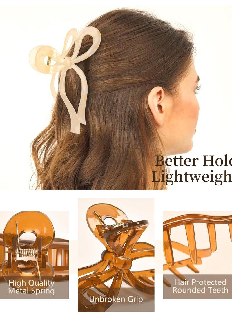 YANIBEST YANIBEST Elegant Bow Hair Claw Clips Stylish Large Hair Clips for Thin and Thick Hair | Holiday Gift for Teen Girls | Chic Hair Styling Accessories for Women (Beige/Pink) - Image 5