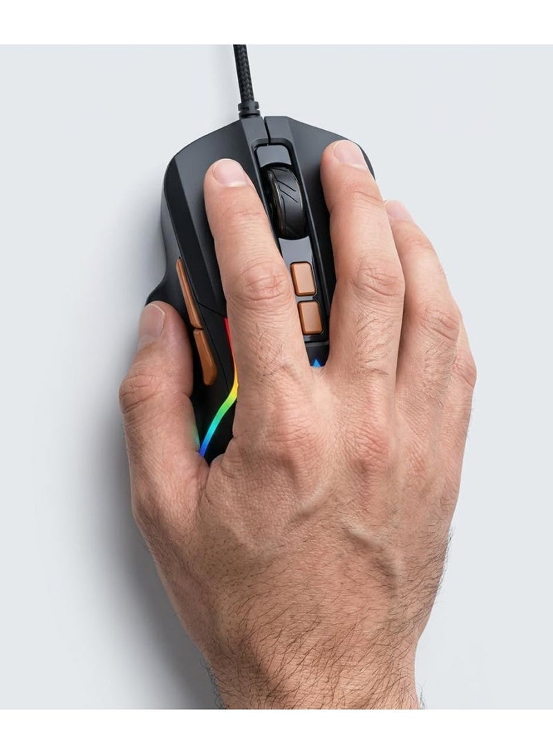 ماوس العاب سلكي USB من جيرتيك - بصري 4800DPI / 60IPS / 20G / 7 ازرار - اضاءة خلفية RGB كروما - 10 متر نقرة - كابل مضفر 1.5 متر - ماوس العاب مريح للكمبيوتر واللاب توب | اسود (JR850) - Image 4