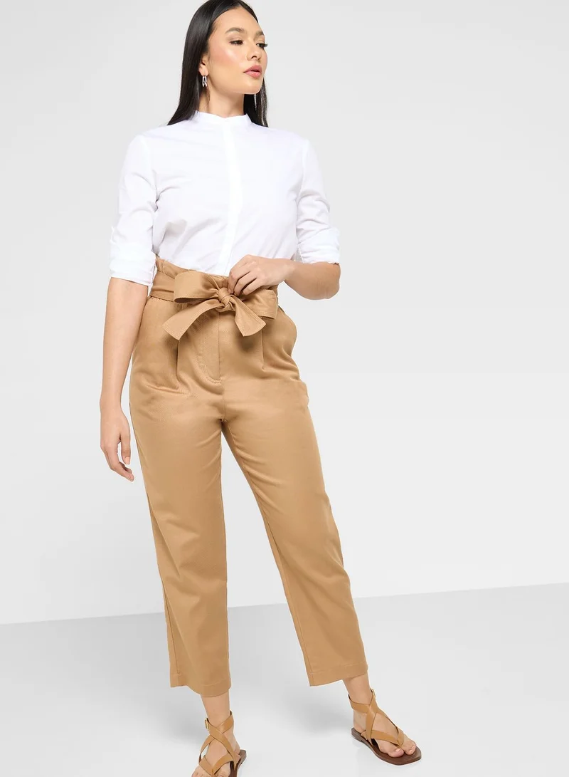 BOSS Belted Wide Leg Pants