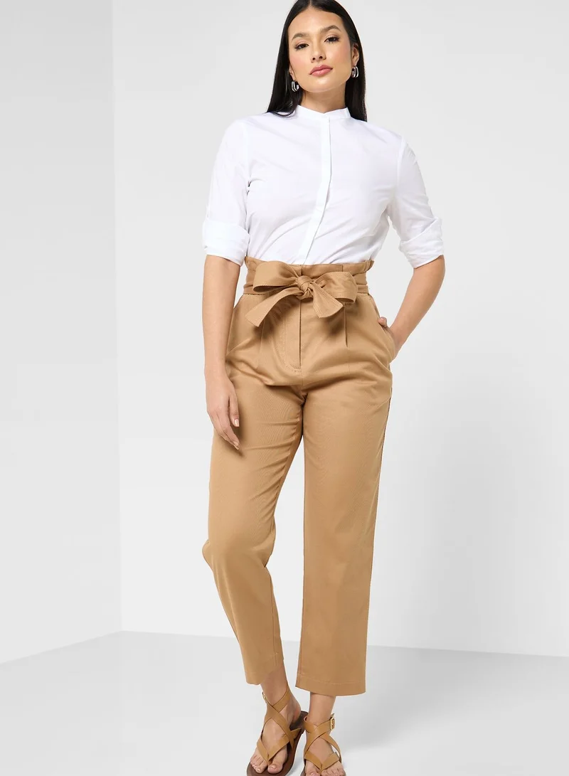 BOSS Belted Wide Leg Pants