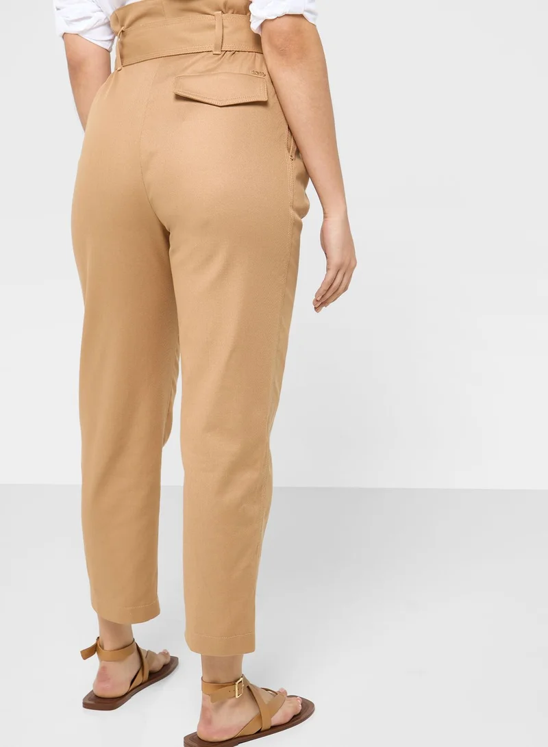 BOSS Belted Wide Leg Pants