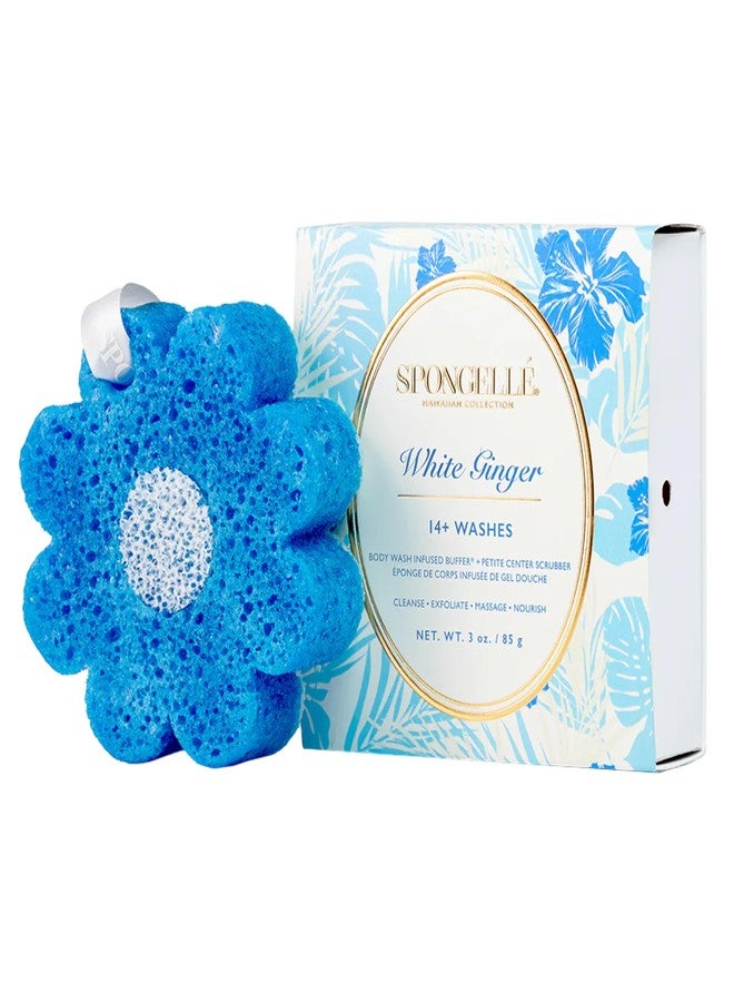 Spongellé White Ginger Hawaiian Buffer | Body Wash Infused Sponge with Awapuhi & Kukui Nut Oil | Exfoliates & Hydrates | 14+ Uses - Image 1