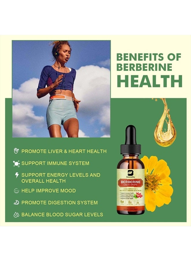 B BEWORTHS Premium Berberine Supplement - Berberine Liquid Drops with Turmeric, Bitter Melon, Milk Thistle, Ceylon Cinnamon, Berberine Veggie Supplement for Immune, Digestion System and Heart Health Support - Image 4