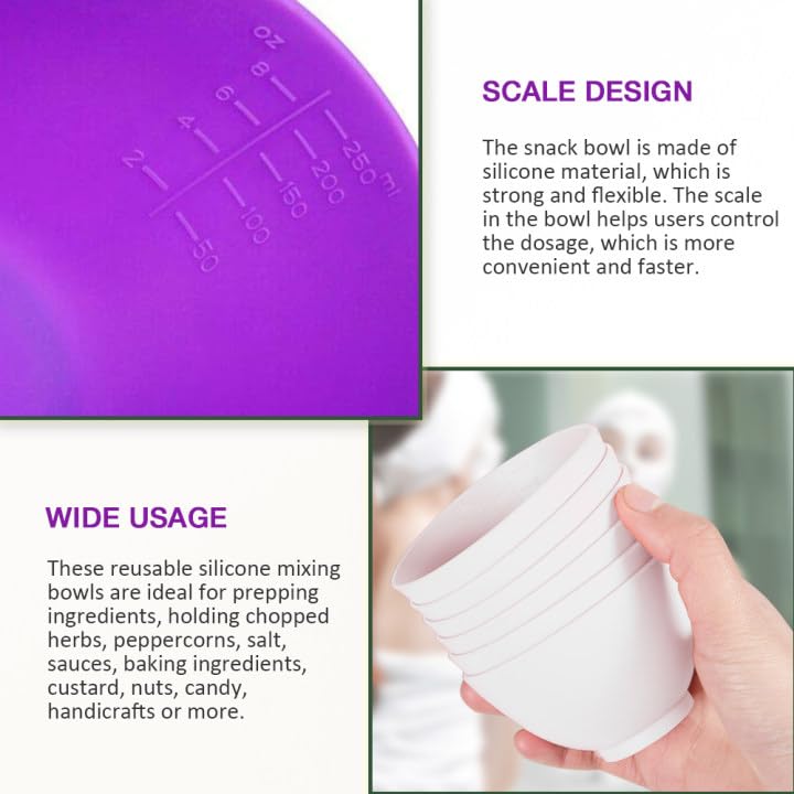 Goalfly 12 Pcs Silicone Mixing Bowls Set, Size 0.14, 0.27, 0.49 QT, Flexible Silicone Bowls for Kitchen, Silicone Bowls for Melting Chocolate, Icing, Cooking, Prepping Food - Image 4