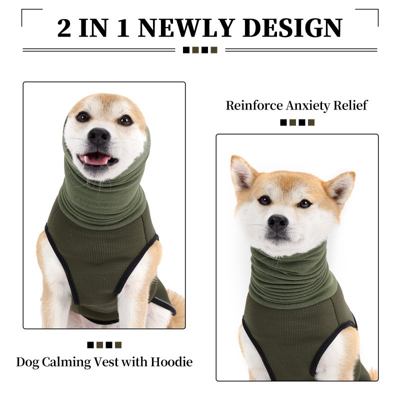 ROZKITCH Dog Anxiety Relief Jacket, Turtleneck Calming Vest for Indoor & Outdoor Use, Breathable Dog Shirt for Separation & Noise Anxiety ArmyGreen L - Image 4