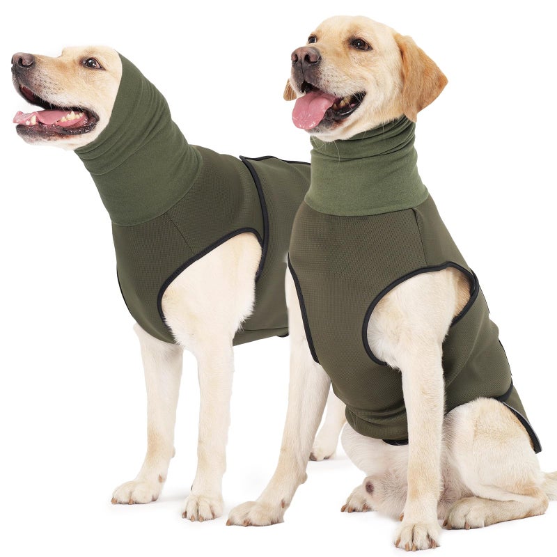 ROZKITCH Dog Anxiety Relief Jacket, Turtleneck Calming Vest for Indoor & Outdoor Use, Breathable Dog Shirt for Separation & Noise Anxiety ArmyGreen L - Image 1