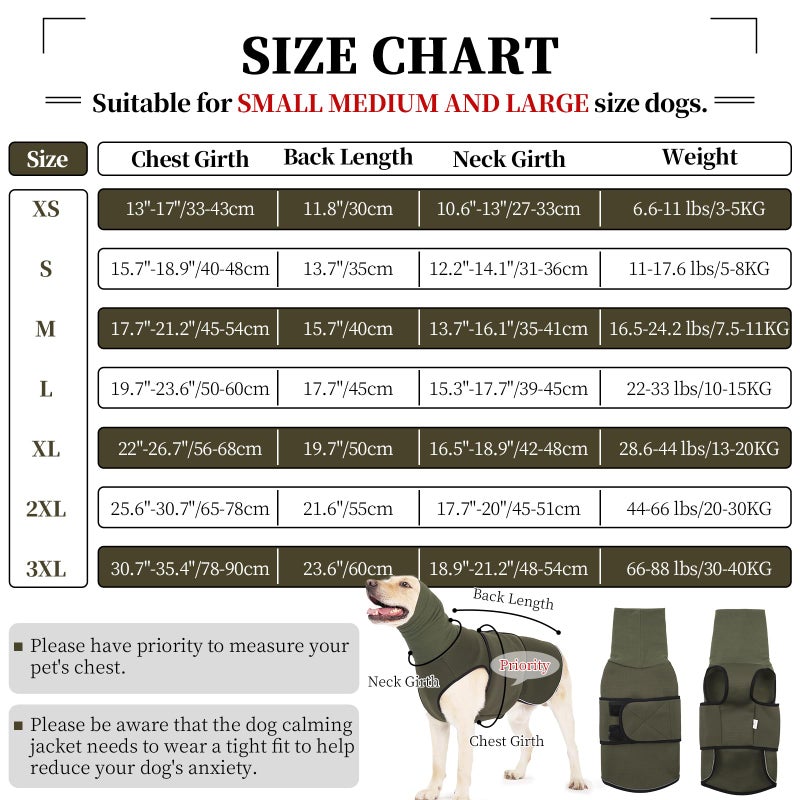 ROZKITCH Dog Anxiety Relief Jacket, Turtleneck Calming Vest for Indoor & Outdoor Use, Breathable Dog Shirt for Separation & Noise Anxiety ArmyGreen L - Image 5