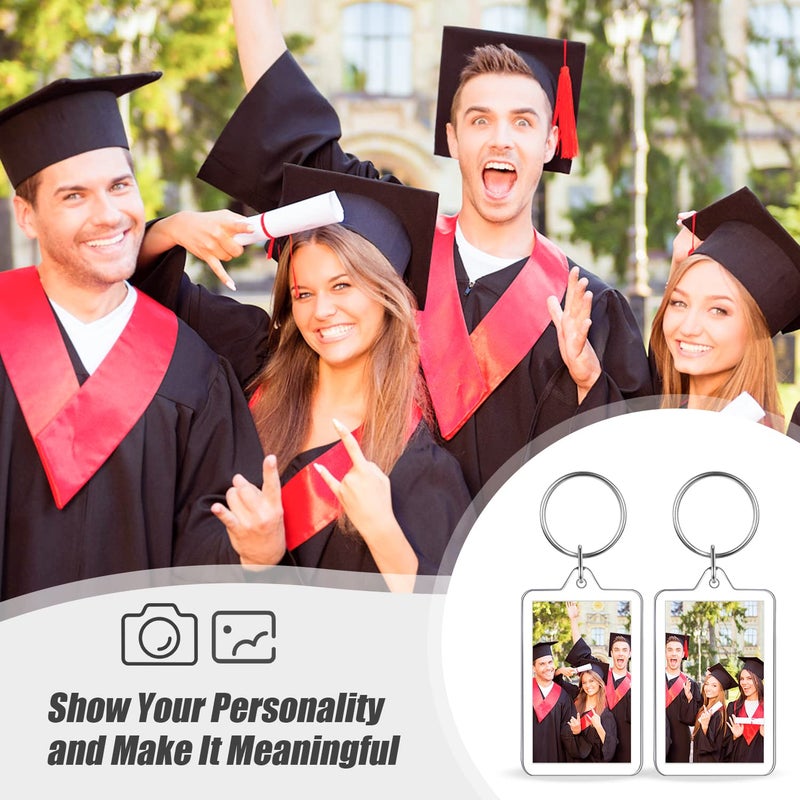 Cositina 50 Pack Acrylic Photo Frame Keychain Clear Photo Insert Blank Keychain Rectangle Picture Frame Keyring Holder for Men Women DIY Projects - Image 5