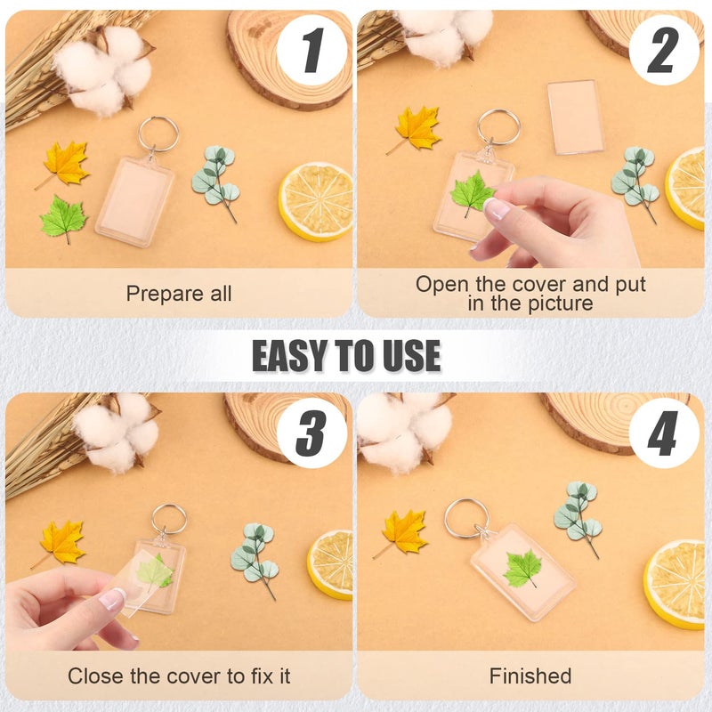 Cositina 50 Pack Acrylic Photo Frame Keychain Clear Photo Insert Blank Keychain Rectangle Picture Frame Keyring Holder for Men Women DIY Projects - Image 3