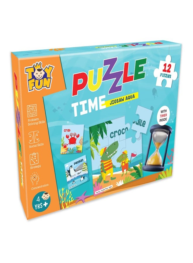 TOY FUN Puzzle Time Aqua Underwater Sea Animals Marine for Kids 3 Years+ | 12 Jigsaw Puzzle with Sand Timer and Pouch | 108 Pieces | Educational Puzzle Game for Fun and challegne - Image 2