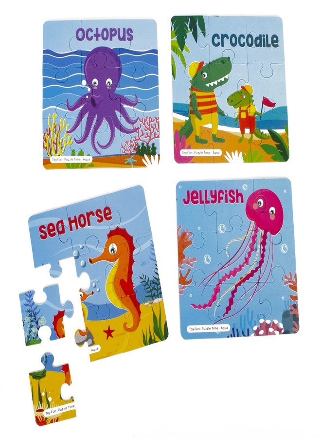 TOY FUN Puzzle Time Aqua Underwater Sea Animals Marine for Kids 3 Years+ | 12 Jigsaw Puzzle with Sand Timer and Pouch | 108 Pieces | Educational Puzzle Game for Fun and challegne - Image 1