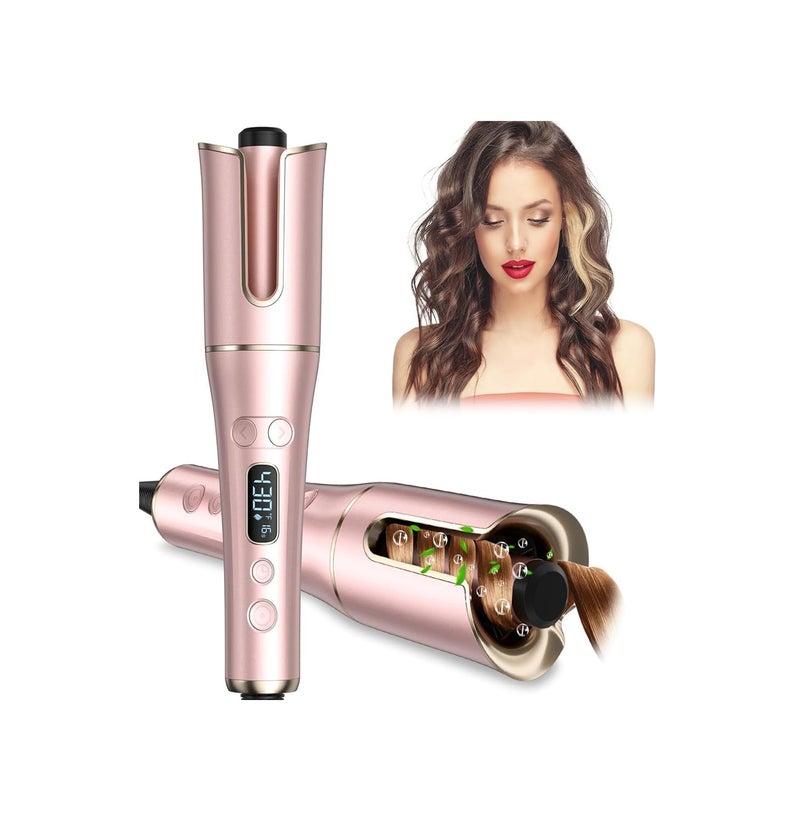Laluztop Automatic Curling Iron, Auto Hair Curler Wand with 4 Temperatures & 3 Timers & LCD Display, Curling Iron with 1" Large Rotating Barrel, Dual Voltage Auto Shut-Off Spin Iron for Hair Styling - Image 1