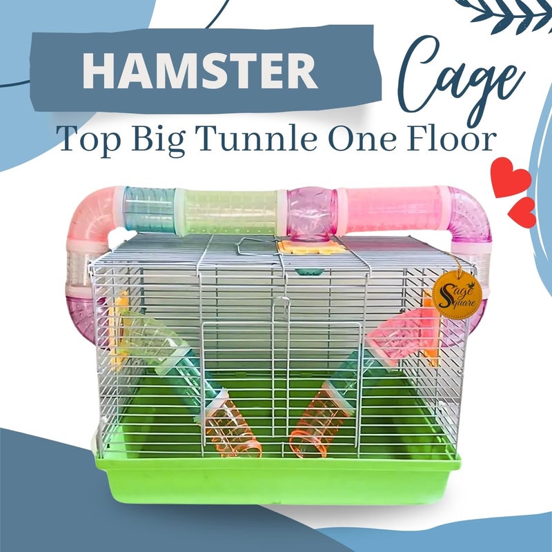 Sage Square قفص هامستر - موطن واسع وقوي للحيوانات الأليفة الصغيرة، مثالي للسفر، عجلة تمرين، سهل التنظيف، نظام قفل آمن، تهوية، ملحقات ممتعة، جربيل، فأر (النوع 2) - Image 2