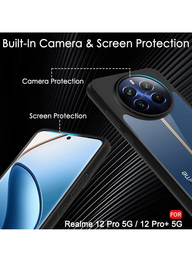 Ultra Hybrid Sleek Armor Back Cover for Realme 12 Pro / 12 Pro Plus 5G / Realme P1 Pro 5G  Protection Crystal Clear Hard Back Transparent Back Cover Case PC+TPU Black Bumper  - Image 5