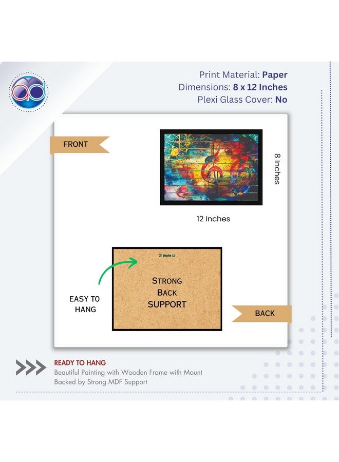 Mad Masters Symbol Music Painting Aesthetic Hanging Photo Frame Decorative Item Home Decoration and Wall Decor for Living Room and Bedroom (MM 1103, 8x12 Inch, Paper, Without Plexi Glass) - Image 2