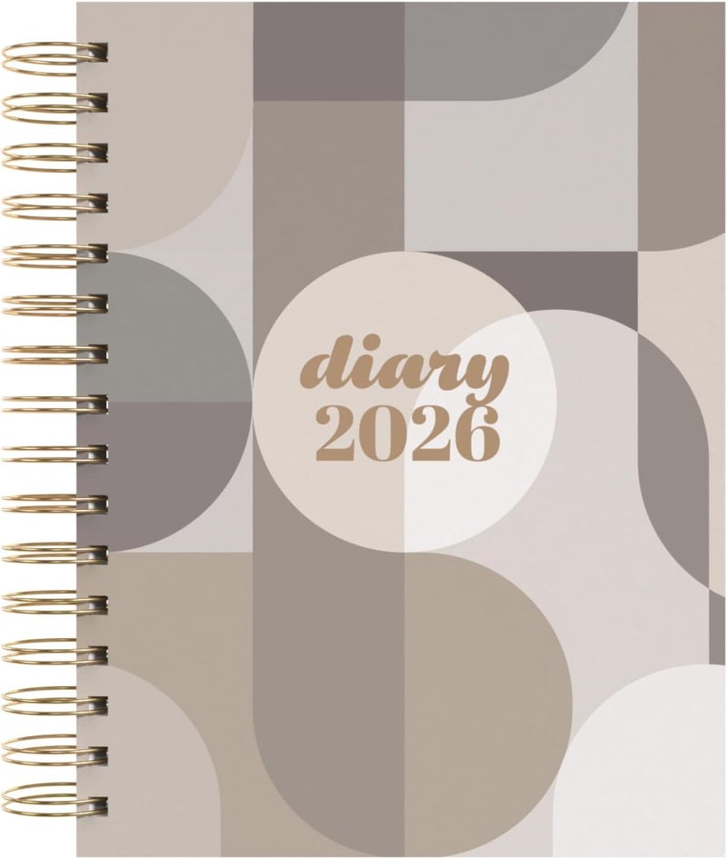 Collins - Scandi - 2026 12 Month Calendar Year Planner, Day-To-Page with 1/2 Hourly Appointments Diary, A5 Wiro Bound Hard Cover - Geo Grey (E-PW51.GEGY-26) - Image 2