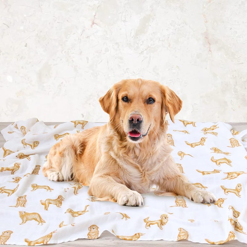 LifeTree Muslin Swaddle Blankets 70 Viscose from Bamboo and 30 Cotton Baby Swaddle Blankets Unisex Swaddling Blanket for Newborn Soft Large 47 x 47 Golden Retriever Baby Blanket - Image 2
