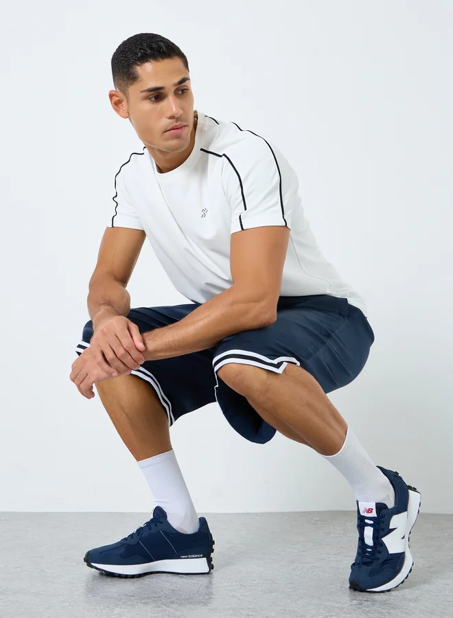 Styli Styli  Basketball Woven Shorts with Tape Hem Detai and Drawstring