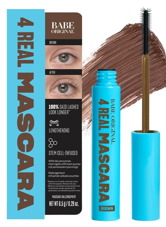 Babe Original 4 Real Mascara Brown for Volume, Length, and Lift in Eyelashes, Defined & Flutterly Look, Vegan & Cruelty-Free, (Brown) - Image 1