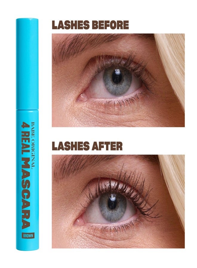 Babe Original 4 Real Mascara Brown for Volume, Length, and Lift in Eyelashes, Defined & Flutterly Look, Vegan & Cruelty-Free, (Brown) - Image 2