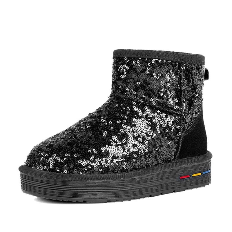2024 Winter Womens Snow Boots Short Casual Warm Cotton Shoes Black 