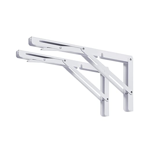 CLT CLETING CLT 16" White Folding Shelf Brackets Max. Load 440 lb, Heavy Duty DIY Wall Mounted Shelf Bracket Space Saving for Table Work Bench, Pack of 2 - Image 1