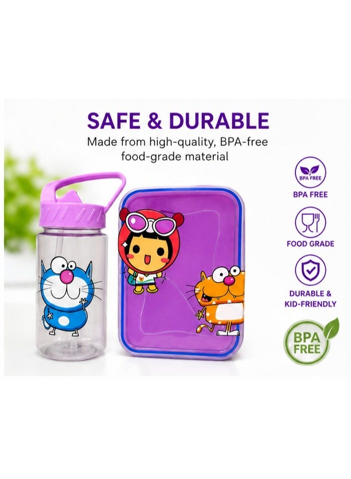 Accessorize Kingdom Kids Lunch Box with Water Bottle, Spoon & Fork | Tiffin Box Set | Bento Lunch Box for School, Travel & Picnic | Boys & Girls - Image 3