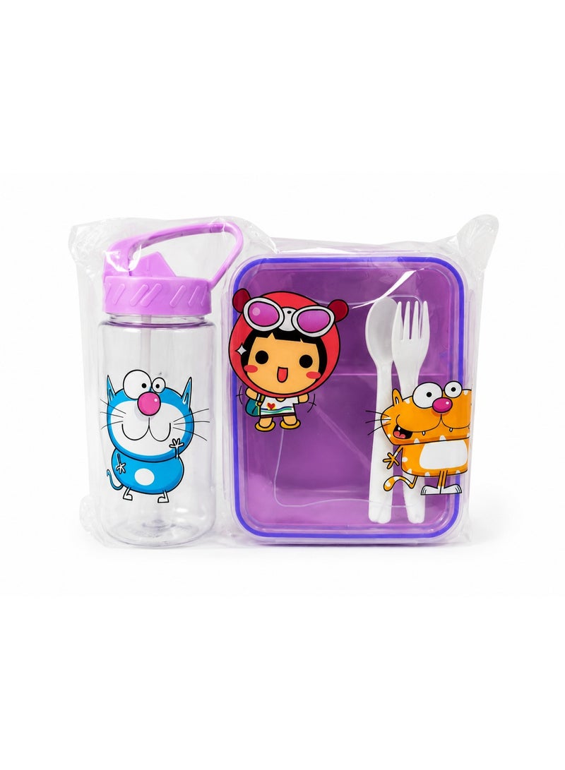 Accessorize Kingdom Kids Lunch Box with Water Bottle, Spoon & Fork | Tiffin Box Set | Bento Lunch Box for School, Travel & Picnic | Boys & Girls - Image 1