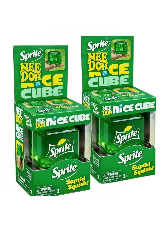 2-PACKS Green Ice Cube Squishy, Soft Gel Squeeze Fidget Toy, Stress Relief Sensory Toy, Cute Sprite Themed Desk Toy, Anxiety Relief Gift for All Ages - Image 1