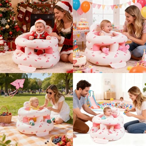 EXBEPE Thickened Inflatable Baby Seat Blow Up Baby Chair 336 Months with Tray Sitting Support Infant Feeding Chair Built in Air Pump - Image 3