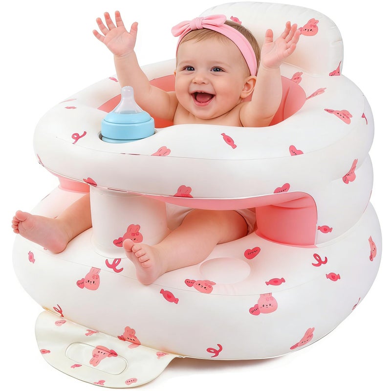EXBEPE Thickened Inflatable Baby Seat Blow Up Baby Chair 336 Months with Tray Sitting Support Infant Feeding Chair Built in Air Pump - Image 2