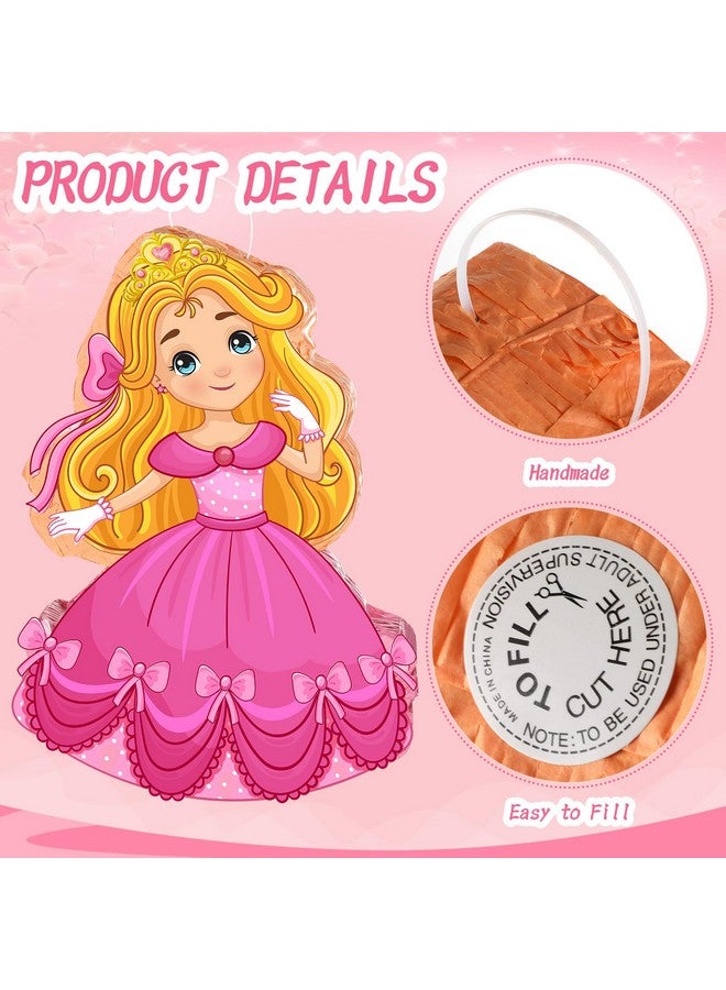 Threan Princess piñata Girl Princess Party piñata Set Include Pink Princess piñata stick Blindfold Mask Confetti for Princess Theme Girl Baby Birthday Party Supplies Decor, 16.1 x 11.4 x 3 Inch - Image 5